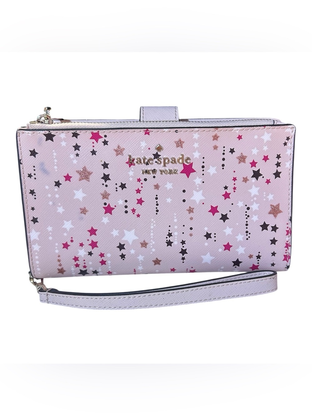 Kate Spade Staci pink twinkle stars phone wallet wristlet